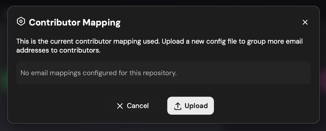 Empty configuration modal before upload